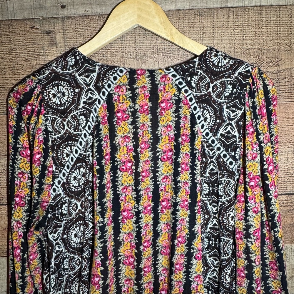 FREE PEOPLE Fallin Into You Long Sleeve Tunic Dress Black Combo size XS - Picture 8 of 14